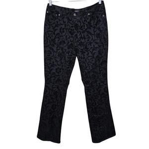 Nautica Women's Vintage Y2K Black Jeans Velvet Floral Design Size 12 Whimsygoth